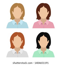 Caucasian woman in chemise. Set of abstract female avatars. Vector.
