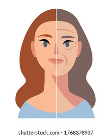 Half Old Half Young Face Stock Vectors Images Vector Art Shutterstock