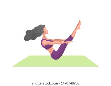 Caucasian yoga woman in various exercise pose flat illustration vector. Cute and colorful illustration. For landing web page, poster, pamphlet or any education and design needs in white background.