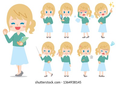 Caucasians Woman Set Stock Vector Royalty Free