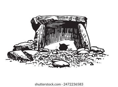 The  caucasus dolmen on white background,vector illustration.	