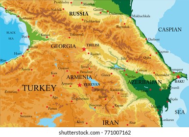 Caucasus physical map