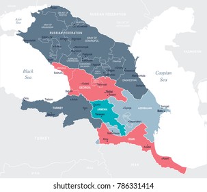 Caucasus Region Map - Detailed Vector Illustration