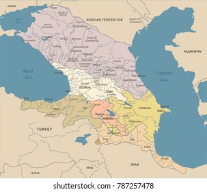 Caucasus Region Map Detailed Vector Illustration Stock Vector (Royalty ...