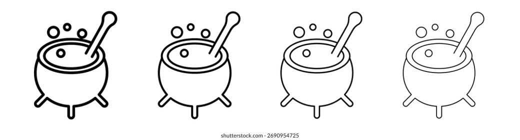 ícone de caudron Conjunto de contornos de arte de ilustração de vetor de linha fina plana