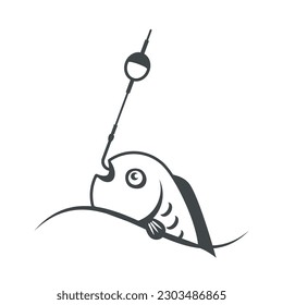 Caught fish symbol - vector fishiing icon