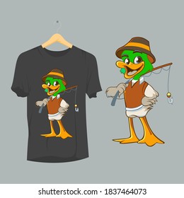 Caught Fishing T-shirt mascot and cartoon