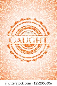 Caught orange mosaic emblem with background