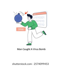  Caught A Virus Bomb Flat Style Design Vector illustration. Stock illustration