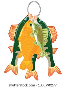 Caughted catch of fish on white background is insulated