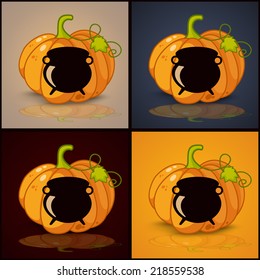 cauldron, banner and background for pumpkins for Halloween