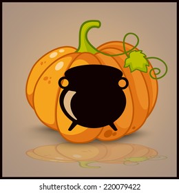 cauldron, banner and background for pumpkins for Halloween