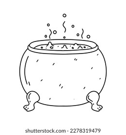 Cauldron and boiled potion   bubbles in hand drawn doodle style  Symbol Halloween 