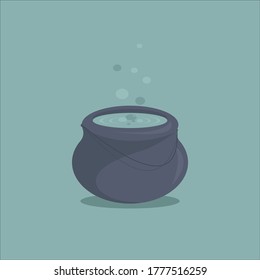 Cauldron with boiling magic potion. Magic, pot, mystery.  Witchcraft  concept.  Can be used for topics like Halloween, poison, alchemy