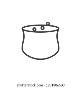 Cauldron boiling outline icon. linear style sign for mobile concept and web design. Saucepan simple line vector icon. Symbol, logo illustration. Pixel perfect vector graphics