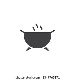 Cauldron with boiling water vector icon. filled flat sign for mobile concept and web design. Boiler pot glyph icon. Symbol, logo illustration. Pixel perfect vector graphics