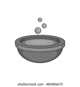 Cauldron of brew icon in black monochrome style isolated on white background. Cooking symbol vector illustration