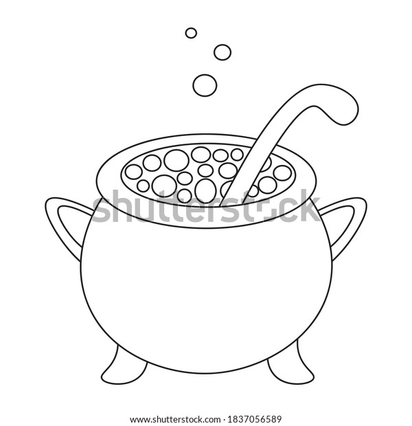 Cauldron Bubbling Potion Vector Illustration Outline Stock Vector ...