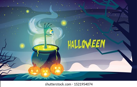 cauldron bubbly of witch on white background vector illustration design