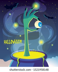 cauldron bubbly of witch on white background vector illustration design