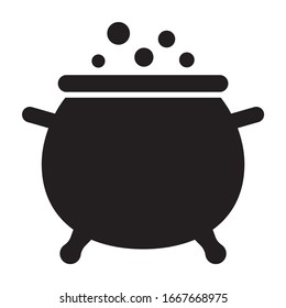 Cauldron / Caldron Cooking Pot With Bubbles Flat Vector Icon For Games And Websites