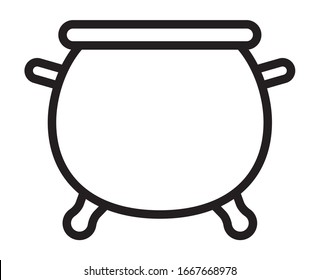Cauldron / caldron cooking pot line art vector icon for games and websites