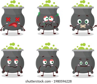 Cauldron cartoon in character with nope expression