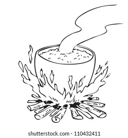 Cauldron cartoon doodle