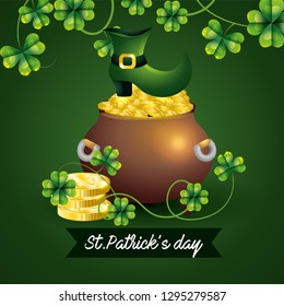 cauldron with coins and boot to st patrick event