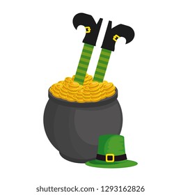 cauldron with coins and elf legs