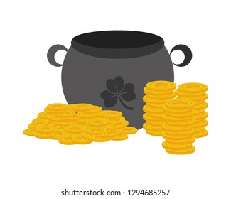 cauldron coins happy st patricks day vector illustration