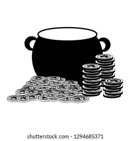 cauldron coins happy st patricks day vector illustration