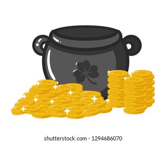 cauldron coins happy st patricks day vector illustration