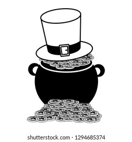cauldron coins hat happy st patricks day vector illustration