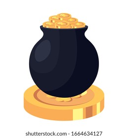 cauldron with coins isolated icon vector illustration designicon