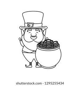 cauldron with coins and leprechaun