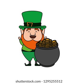 cauldron with coins and leprechaun