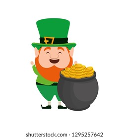 cauldron with coins and leprechaun
