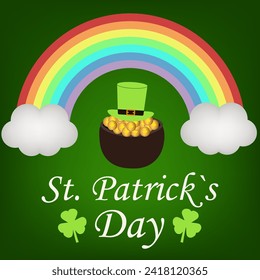 Cauldron with coins and rainbow. Concept for lucky on st Patrick s Day.