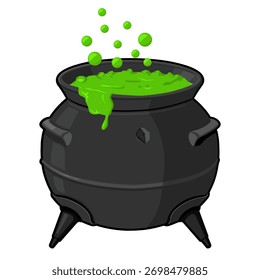 Ilustração do ícone do vetor de cor do caldeirão da bruxa