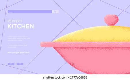 cauldron Konzept Flyer, Web-Banner, ui Header, geben Sie Seite. Design des Thin-Line-Icon-Stils. Körnerstruktur und Rauscheffekt. 