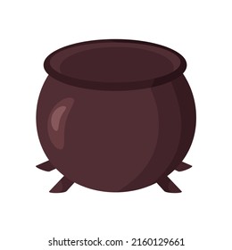 Cauldron empty brown in flat style. Vector illustration