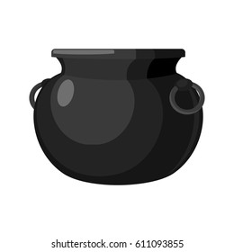 cauldron empty. Pot isolated. metal boiler. Magic Witches  bowler