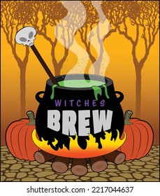 A cauldron filled with witches brew.