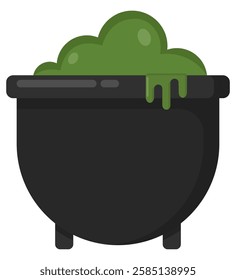 Cauldron in flat vector design isolated on white background.