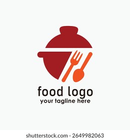 modelo de caldeirão e logotipo de alimentos, logotipos de alimentos minimalistas, design de ícone de restaurante