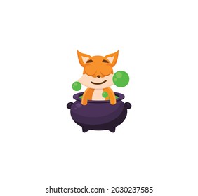 Cauldron Fox Sticker Icon Isolated On White Background
