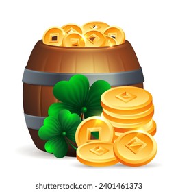 Cauldron full of golden money and clover leave