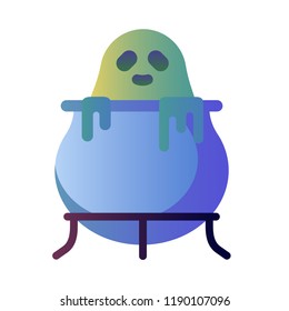 Cauldron with ghost vector illustration in gradient design