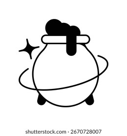 Cauldron glyph icon with white background vector stock illustration